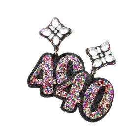 40th Birthday Glittered Confetti Message Dangle Earrings