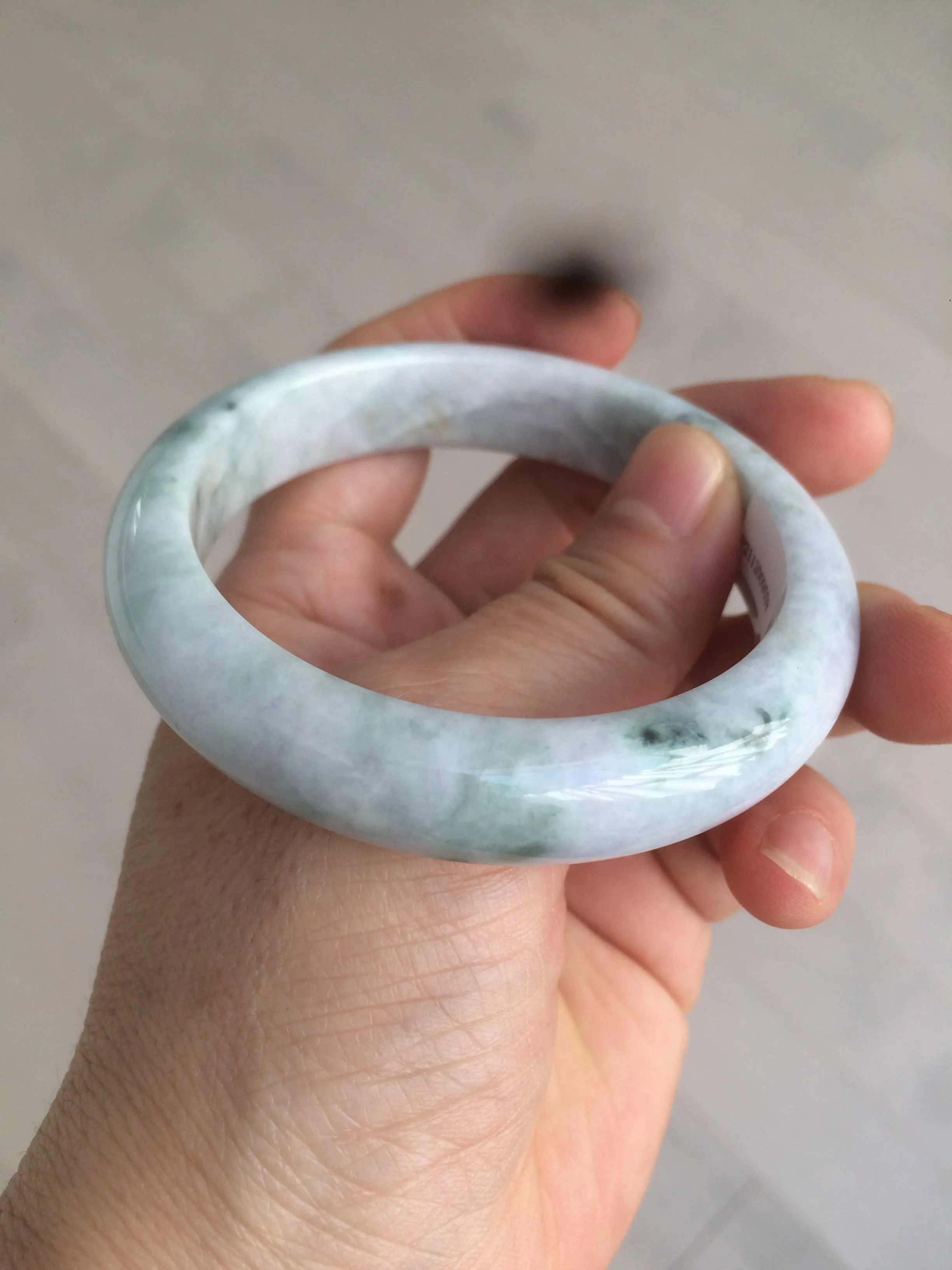 56mm certificated Type A 100% Natural light green/purple Jadeite Jade bangle L126-9559