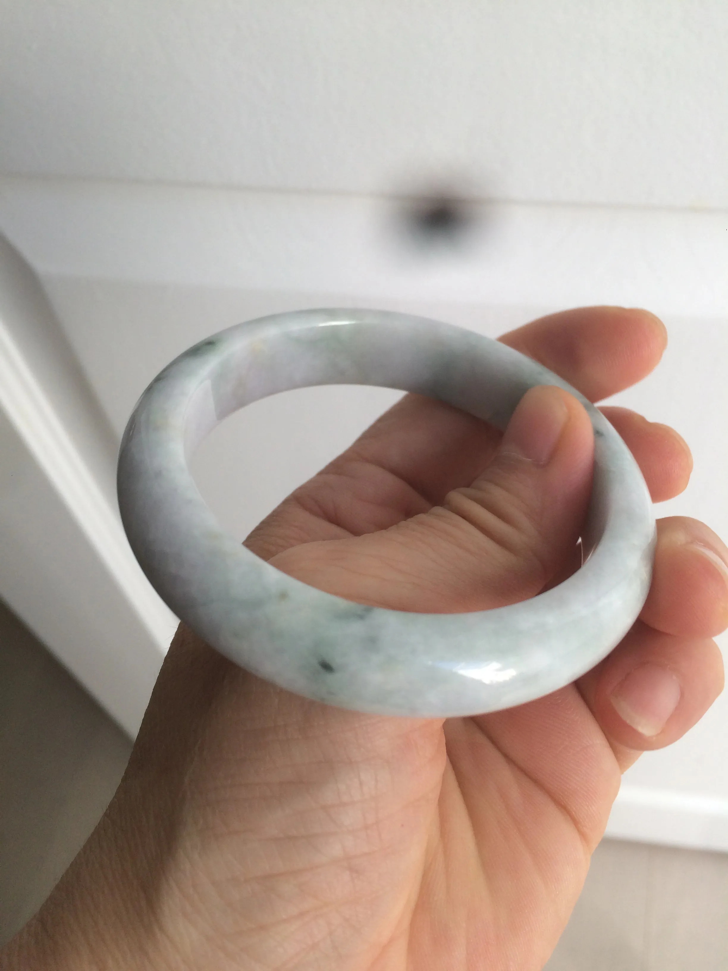 56mm certificated Type A 100% Natural light green/purple Jadeite Jade bangle L126-9559