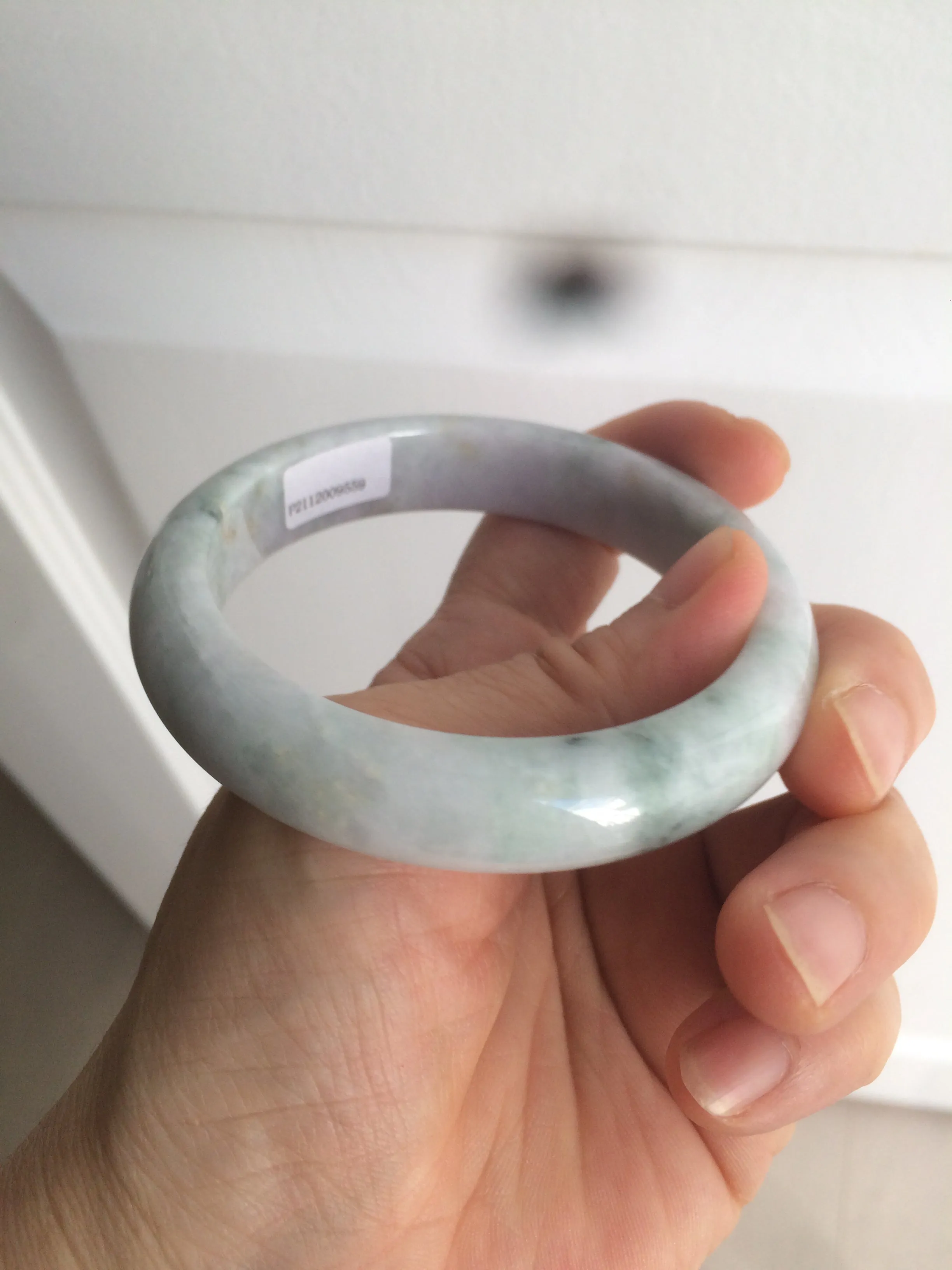 56mm certificated Type A 100% Natural light green/purple Jadeite Jade bangle L126-9559