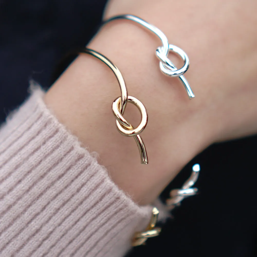 60mm Brass Bangle bracelet double knot bracelet Tie the Knot Bracelet Bridesmaid Gift simple jewelry plated gold 1pcs