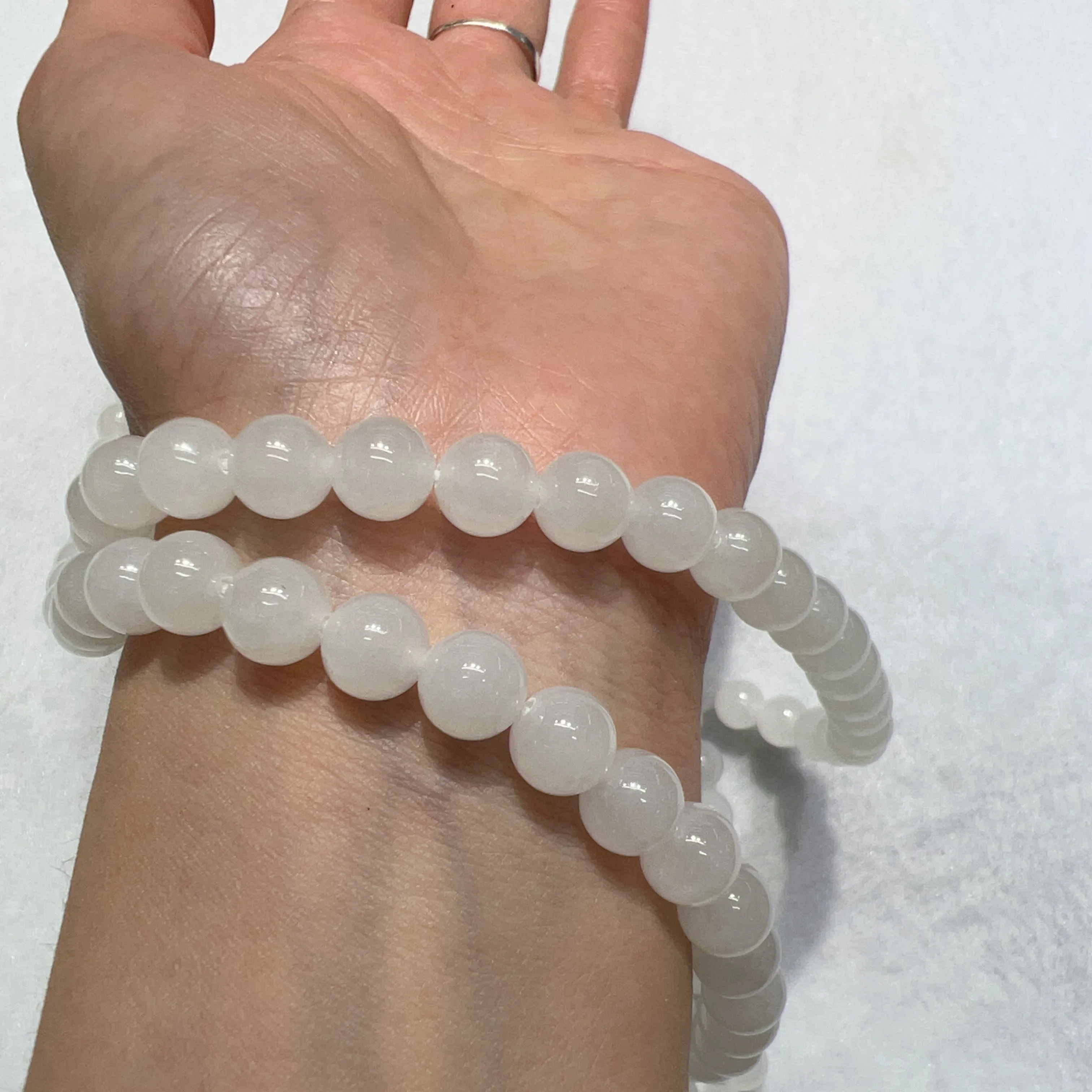 8mm High-quality White Nephrite Round Beads Necklace for DIY Jewelry Projects