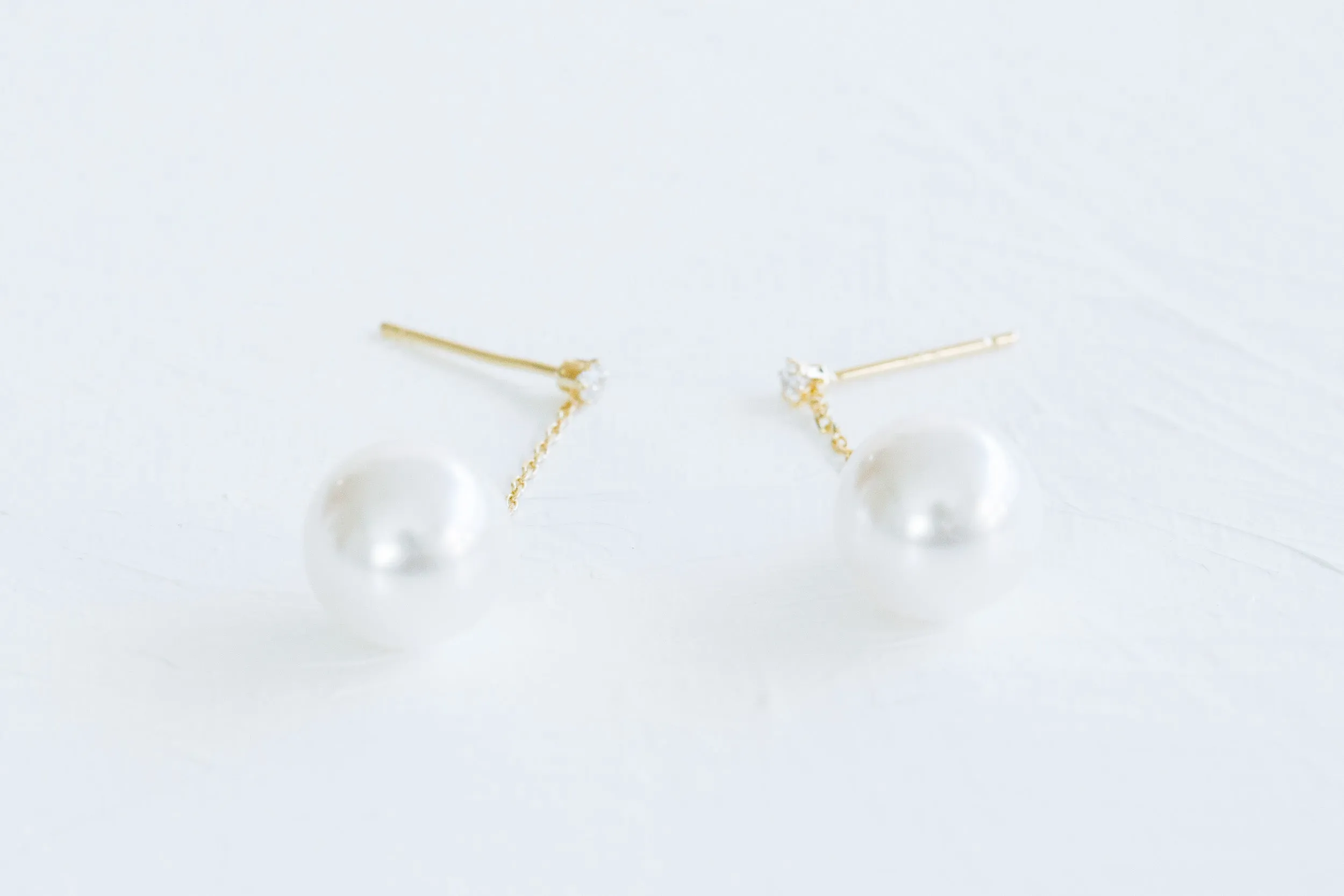 925 Sterling Silver Ear Studs Cubic Dangling  Large Simulated Pearl Earrings