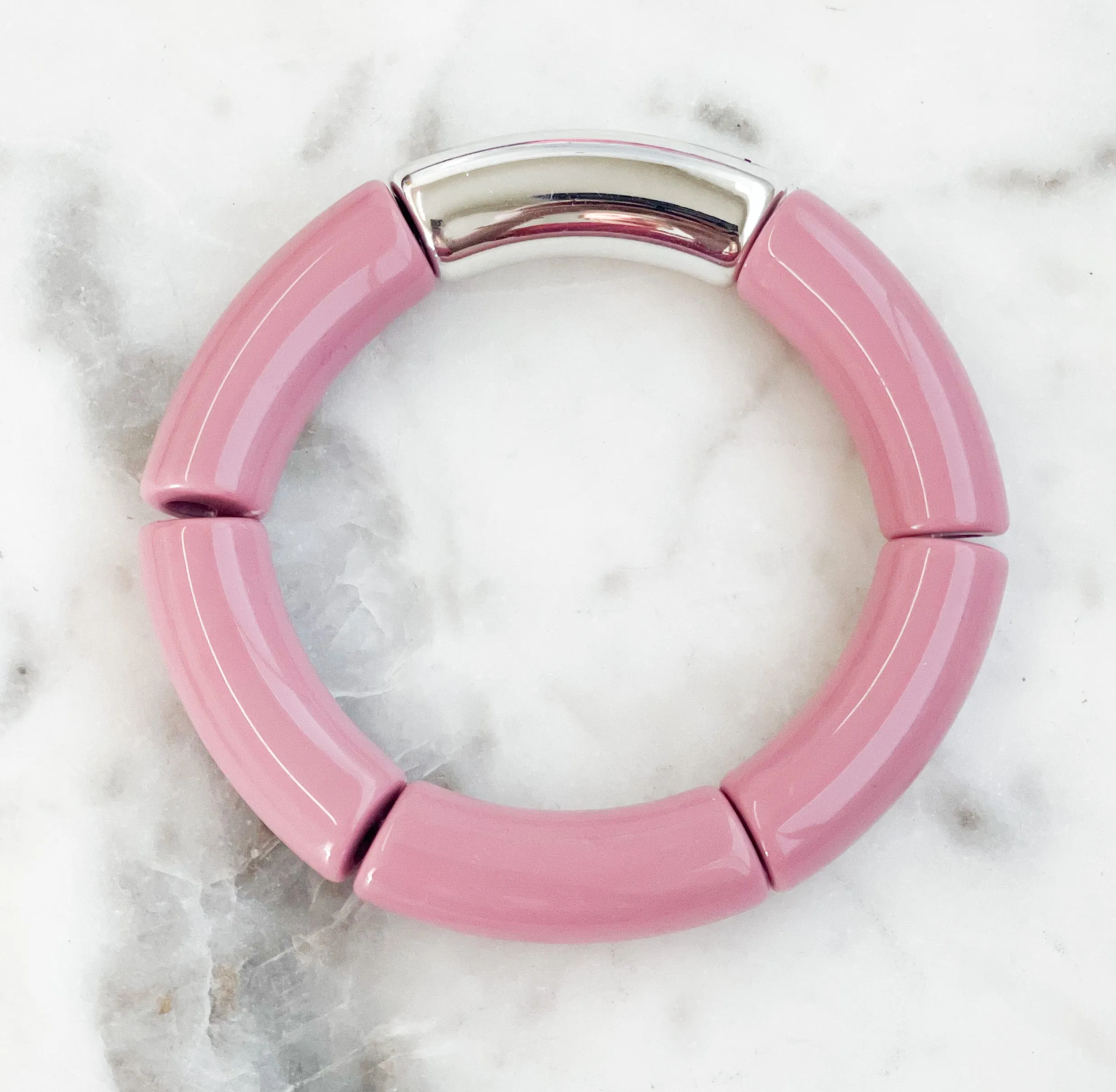 Acrylic Bamboo Bangle Bracelet Dusty Rose