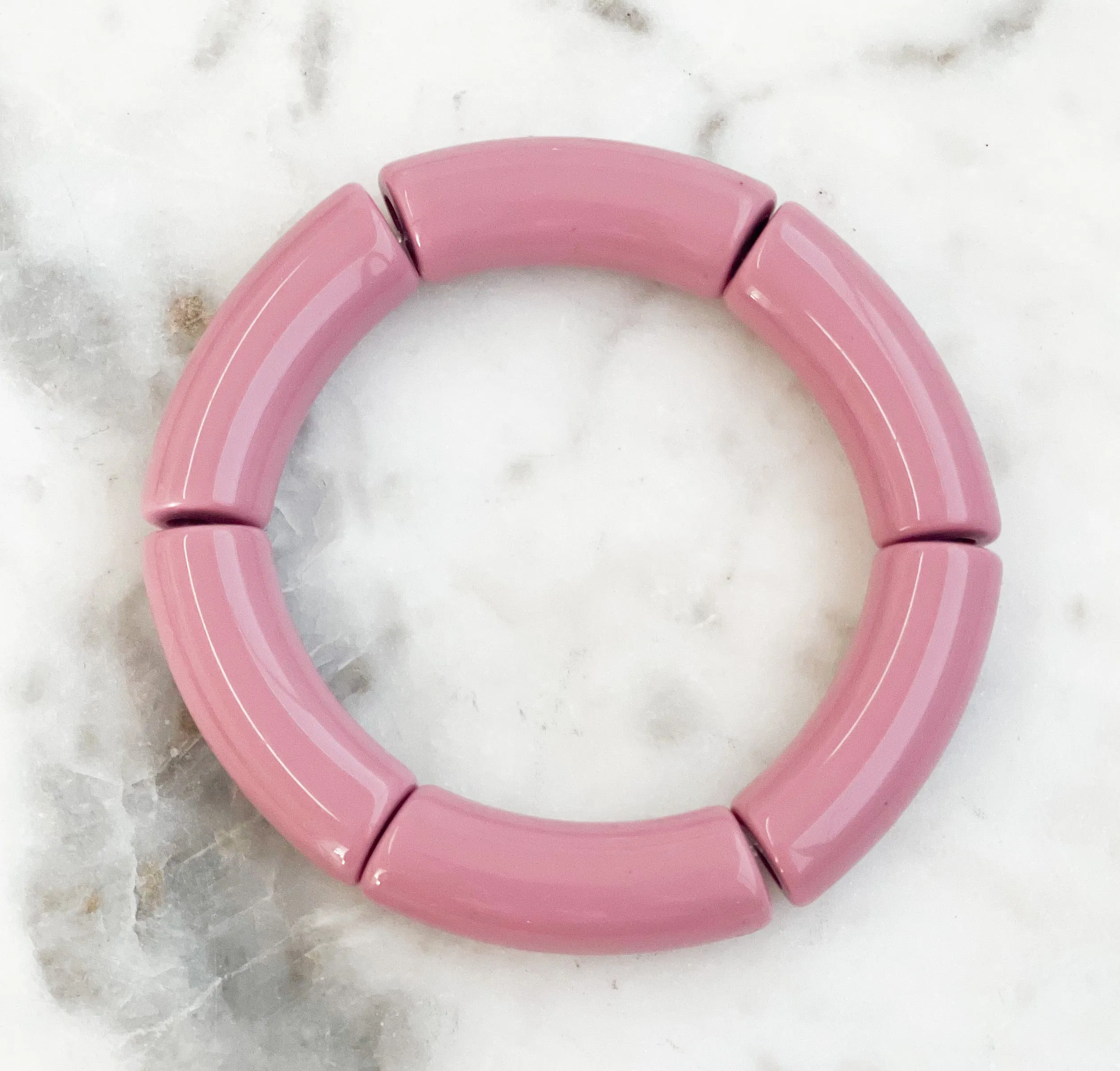 Acrylic Bamboo Bangle Bracelet Dusty Rose