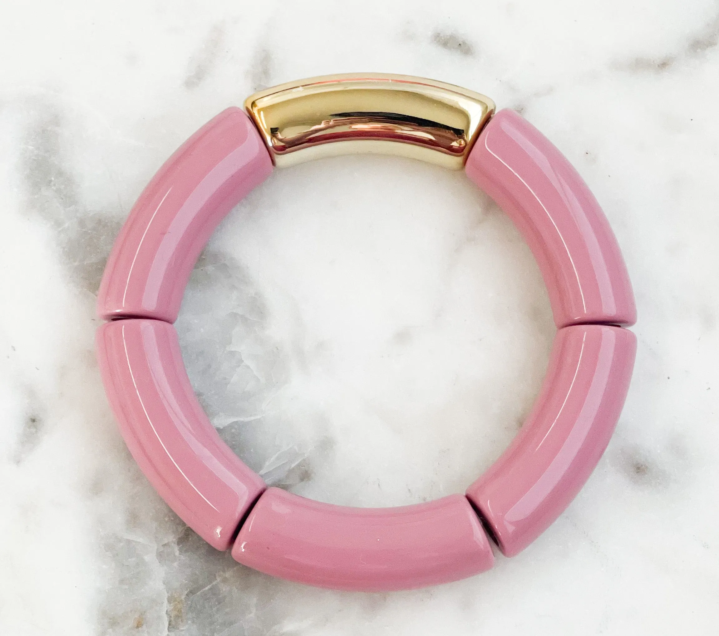 Acrylic Bamboo Bangle Bracelet Dusty Rose