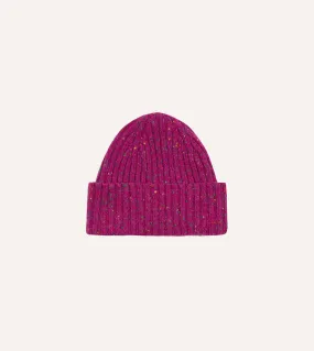 Drakes ALD Fuchsia Donegal Ribbed Knit Beanie