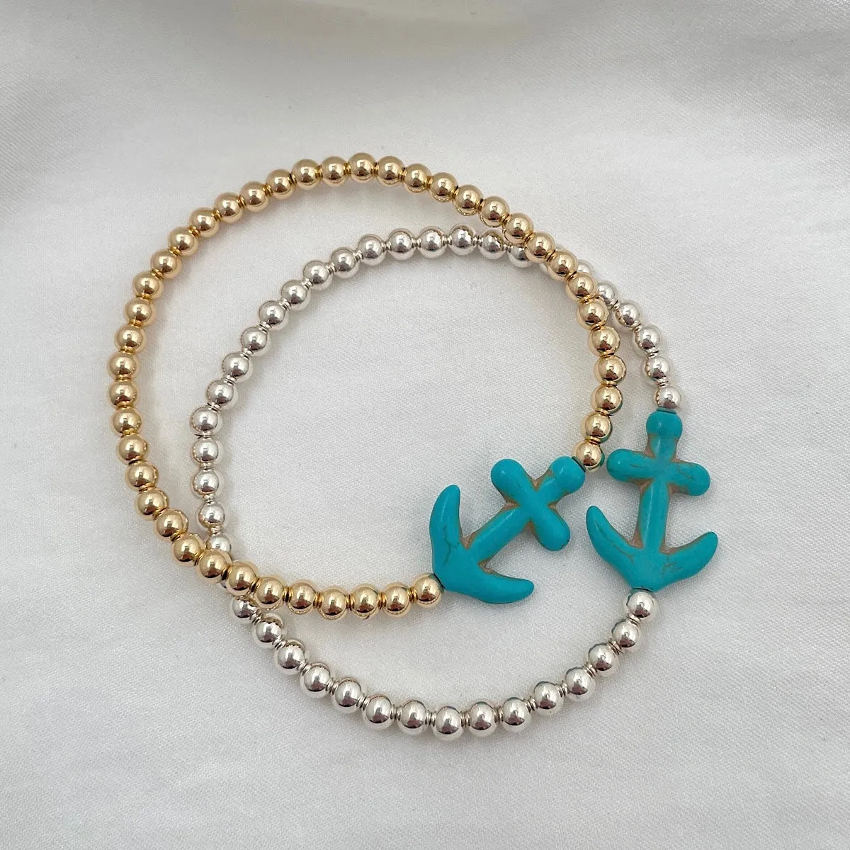 Anchor Bead Bracelet Sterling Silver