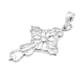 Anne Filigree Flower Cross Charm Silver Pendant