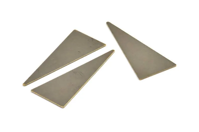 Antique Brass Triangle Blank, 3 Antique Brass Plated Triangle Blanks Stamping Tags Without (54x23x0.70mm) C005