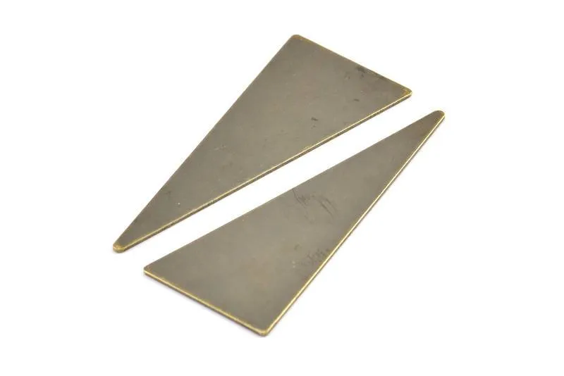 Antique Brass Triangle Blank, 3 Antique Brass Plated Triangle Blanks Stamping Tags Without (54x23x0.70mm) C005