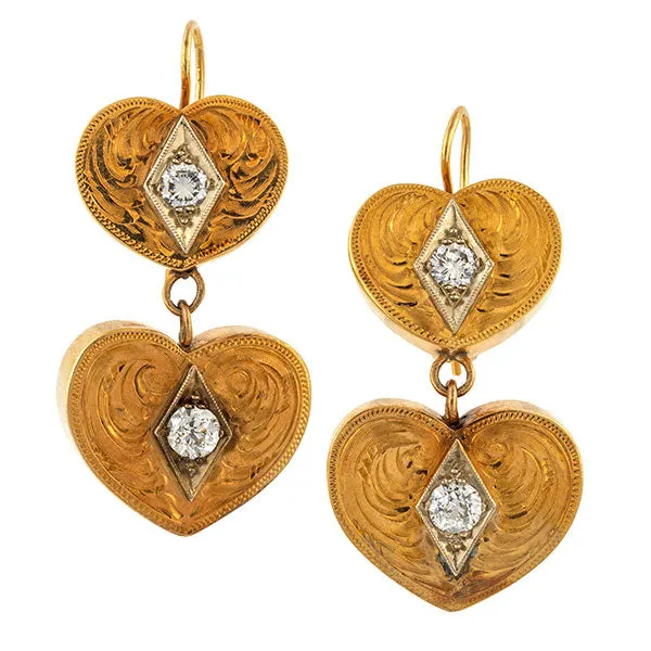 Antique Diamond Heart Earrings