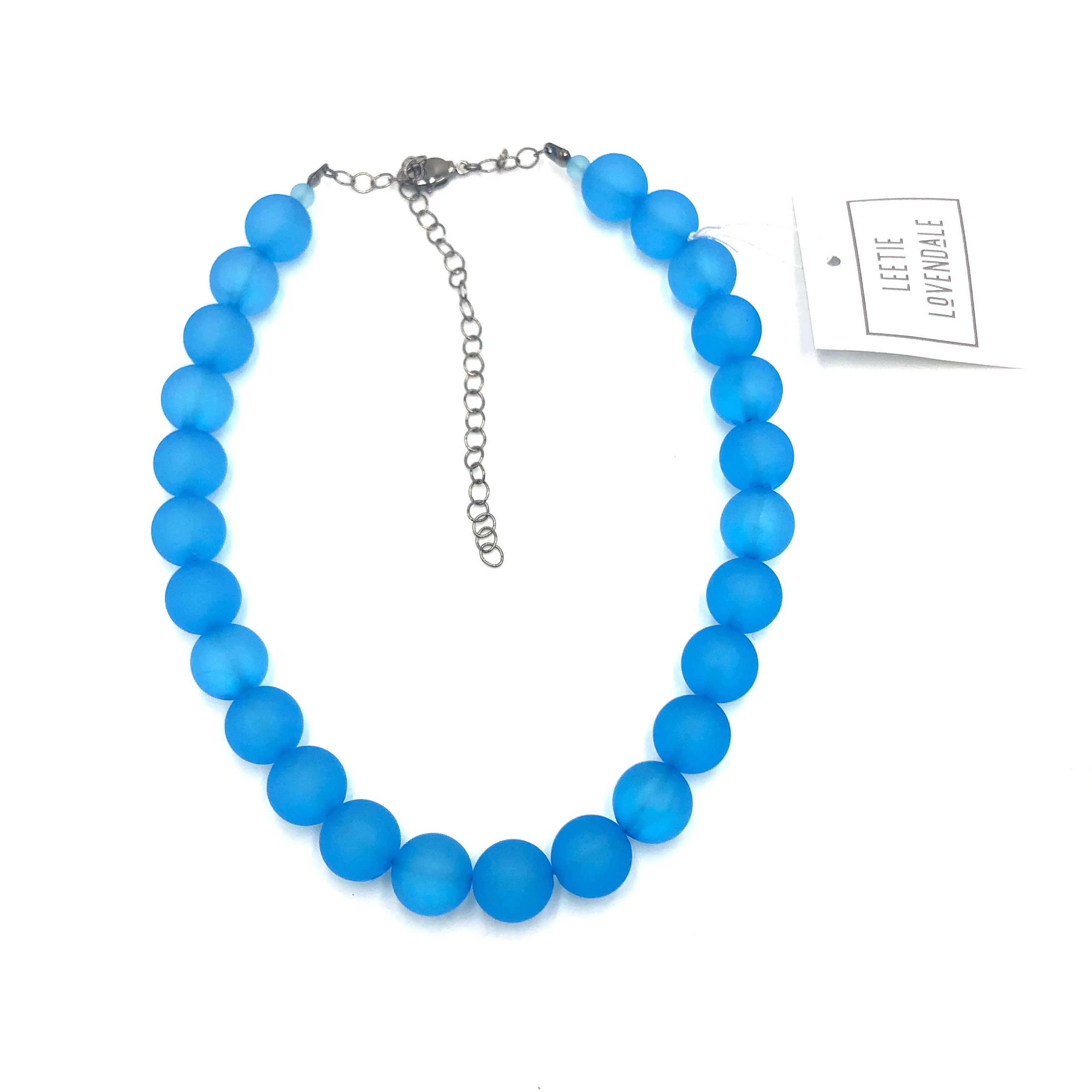 Aqua Blue Frosted Marco Necklace