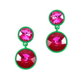 Barbie Theme Rhinestone Circle Shape Dangle Earrings