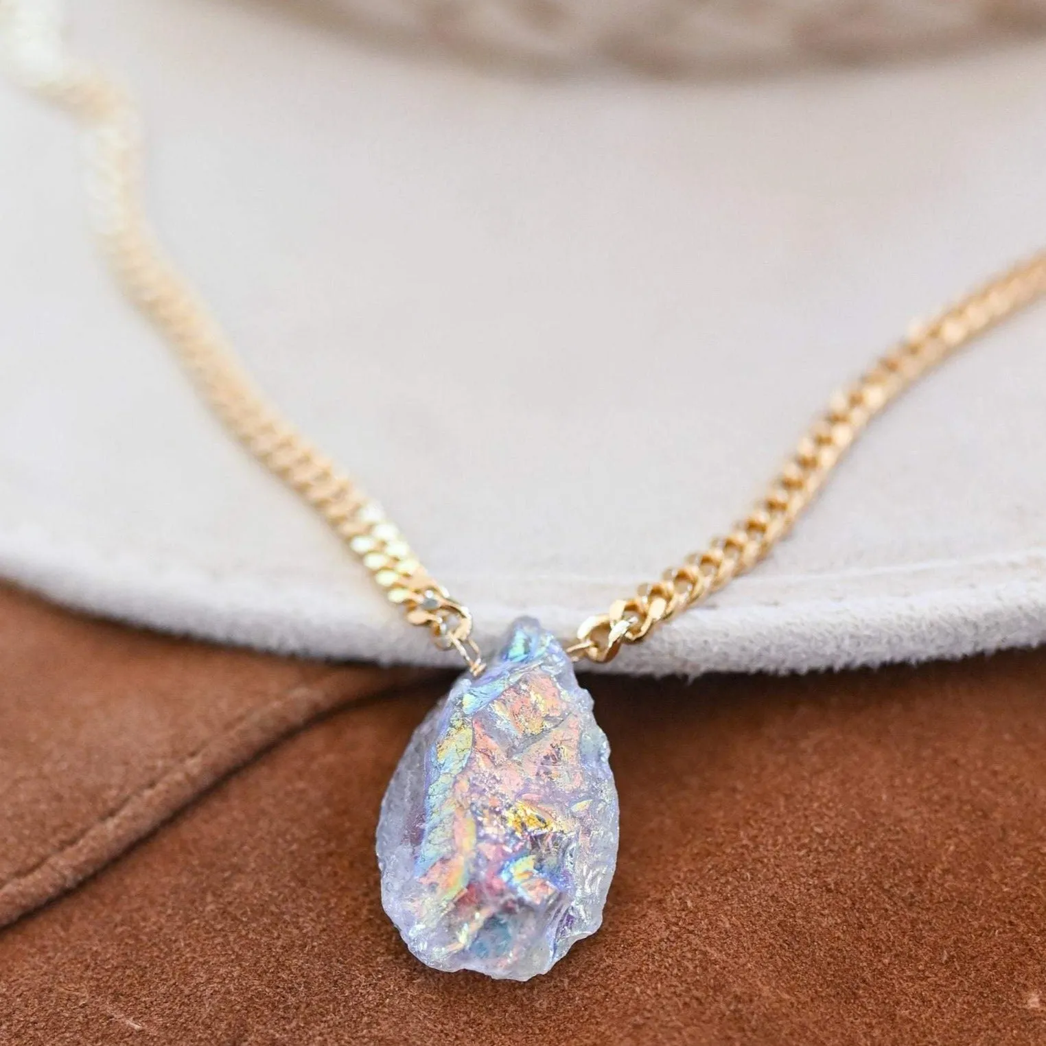 Be The Lighthouse Aura Quartz Gold Necklace