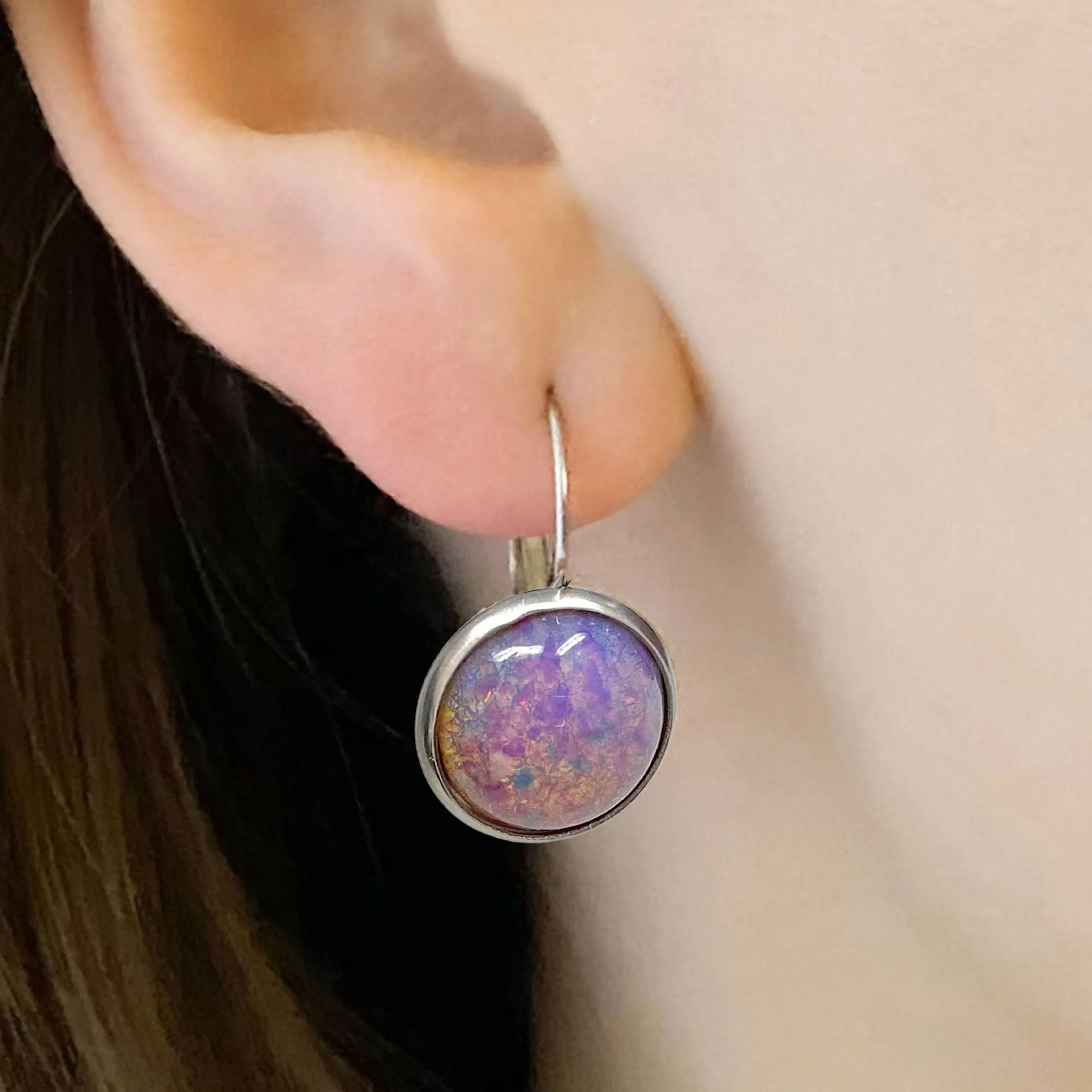 BENTON silver opal drop earrings