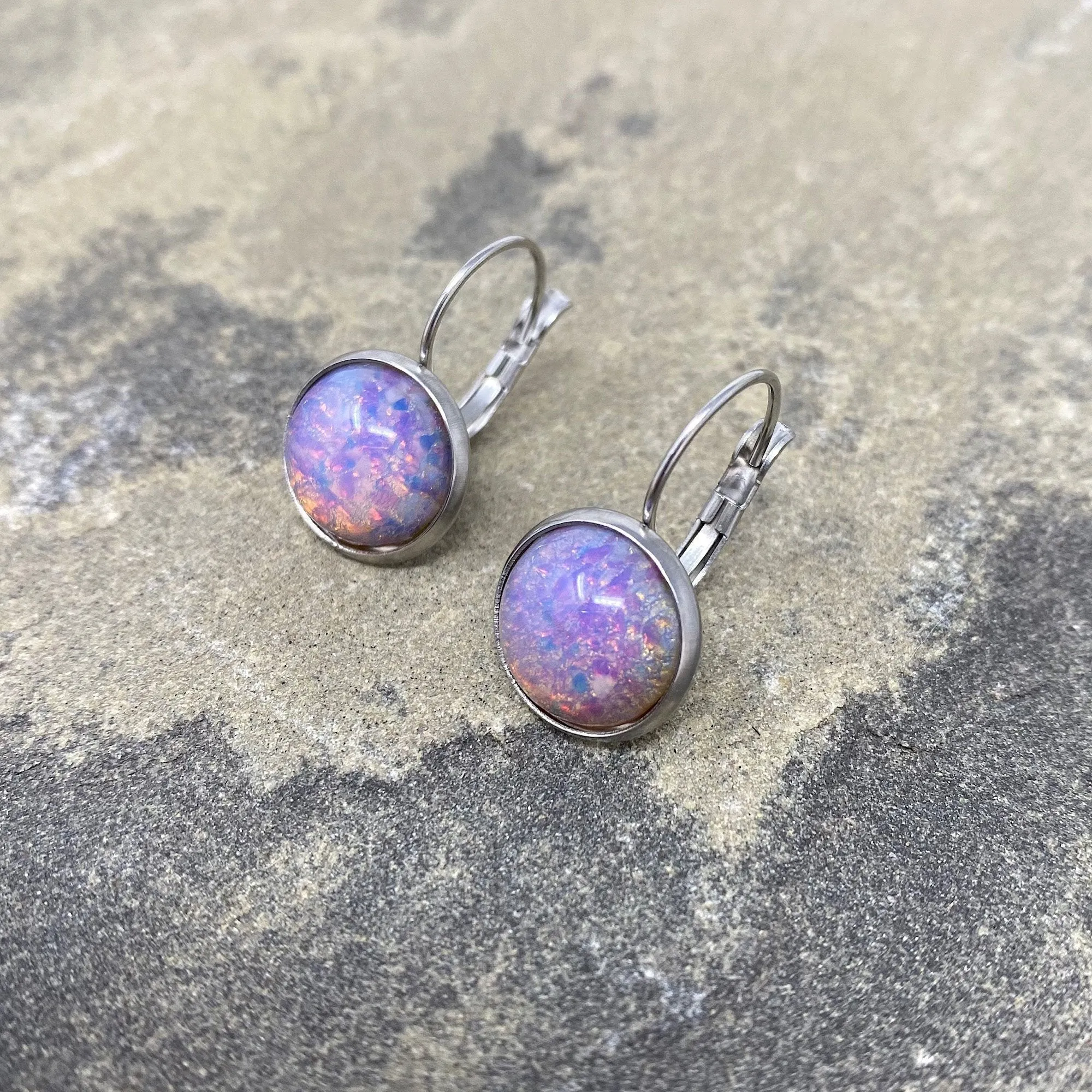 BENTON silver opal drop earrings