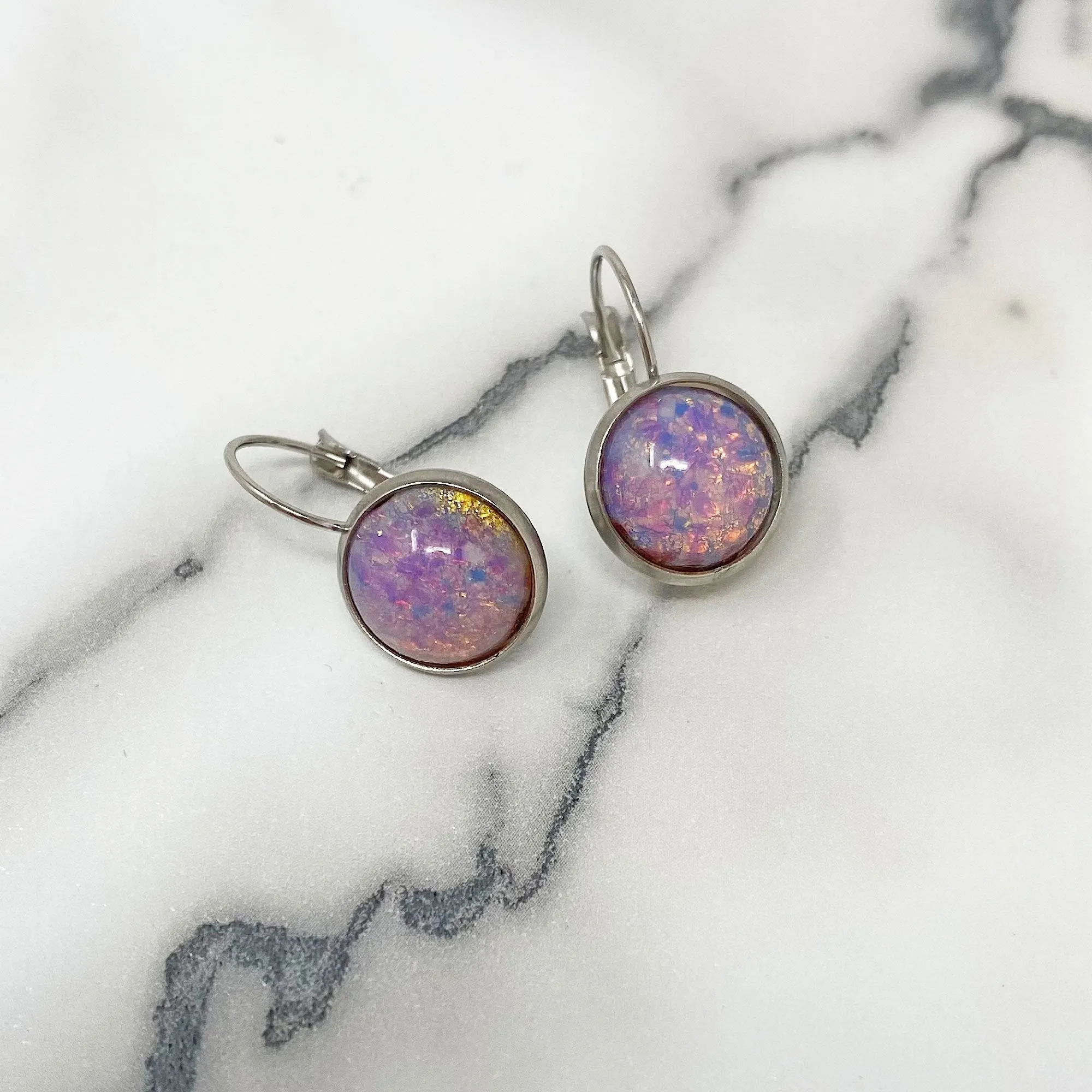 BENTON silver opal drop earrings