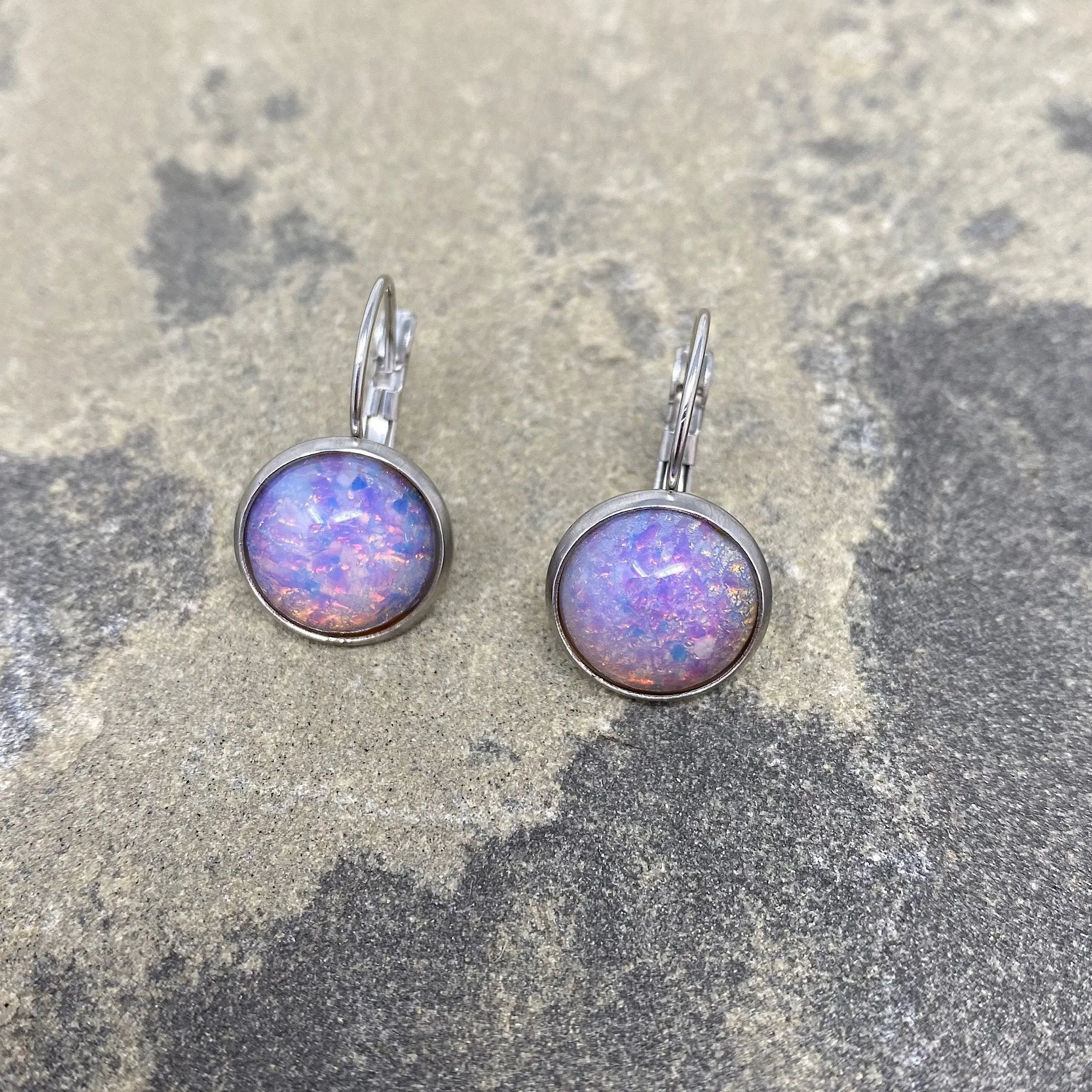 BENTON silver opal drop earrings