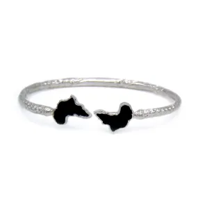 Better Jewelry Africa Ends .925 Sterling Silver West Indian Bangle w. Black Enamel, 1 pair