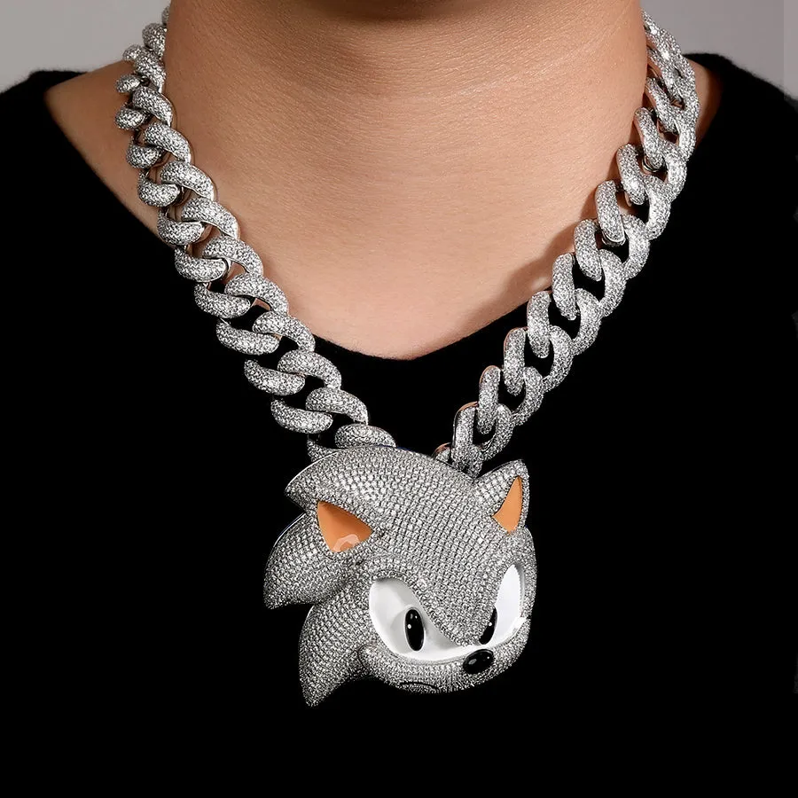 Big Luminous Sonic Pendant in White Gold