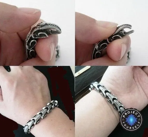 Black Gunmetal Stainless Steel Dragon Scales Bracelet