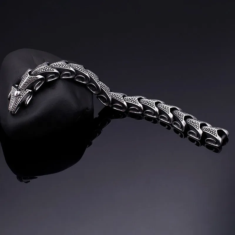 Black Gunmetal Stainless Steel Dragon Scales Bracelet