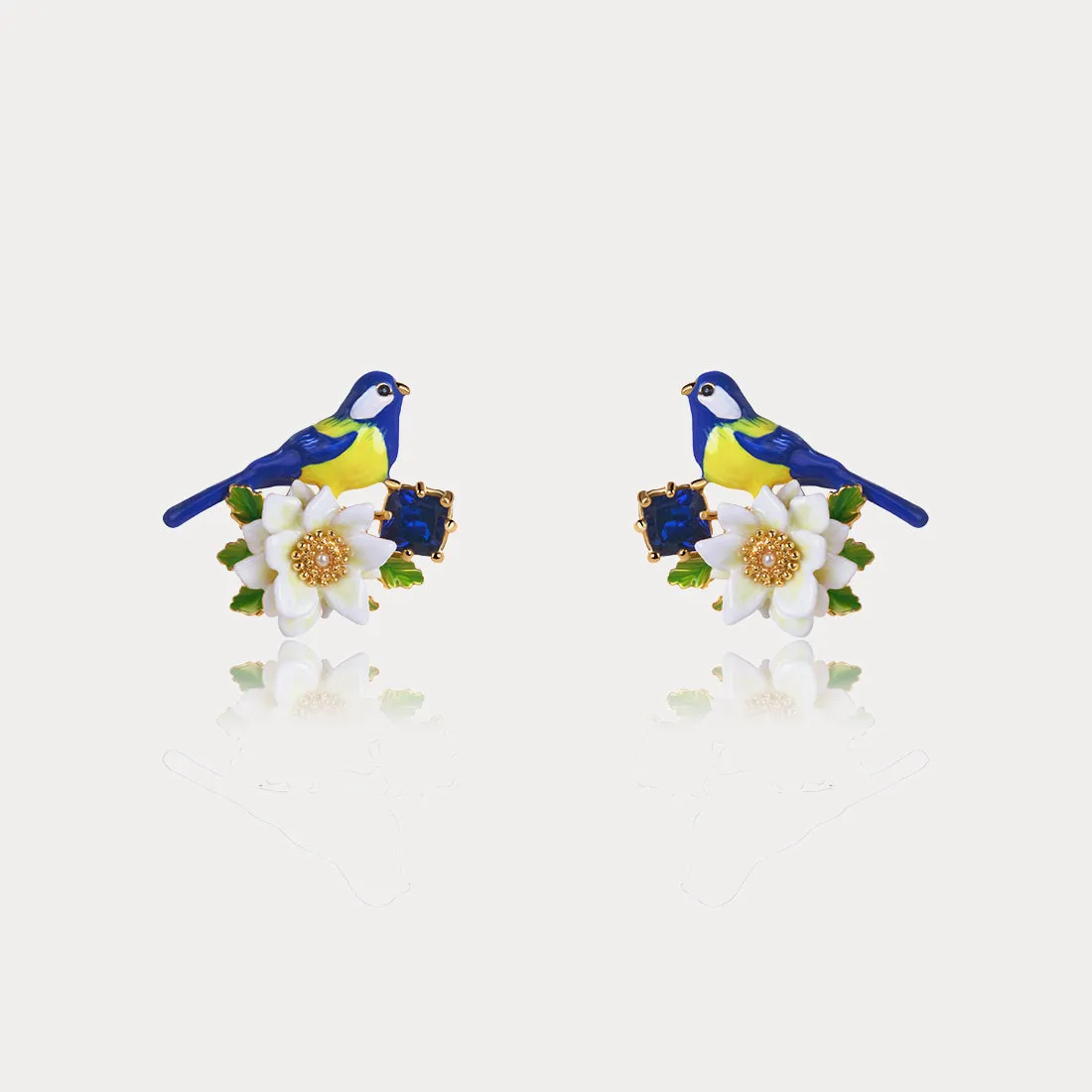 Blue Tit Gem Stud Earrings