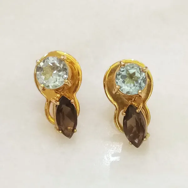 Blue Topaz & Smokey Quartz Separates Earrings