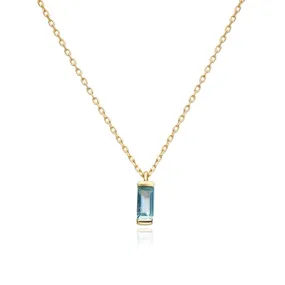 Blue Topaz Baguette Pendant Necklace