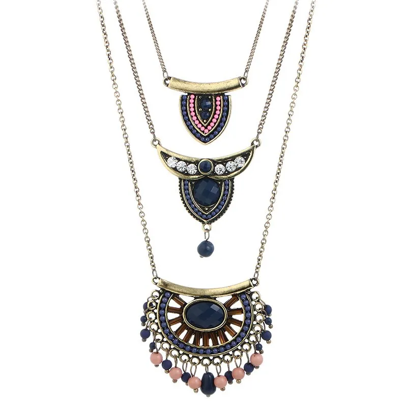 Bohemian Beads Multilayer Pendant Necklace - 3 Colors