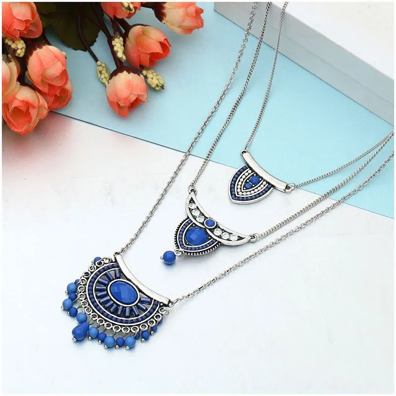 Bohemian Beads Multilayer Pendant Necklace - 3 Colors