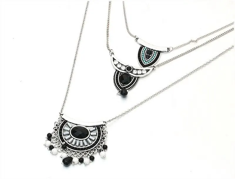 Bohemian Beads Multilayer Pendant Necklace - 3 Colors