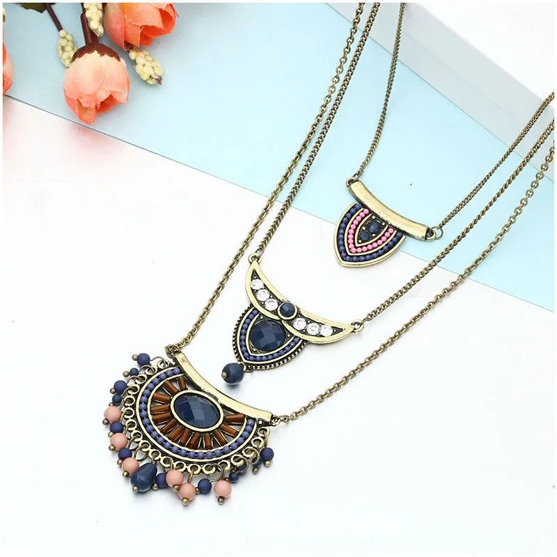 Bohemian Beads Multilayer Pendant Necklace - 3 Colors