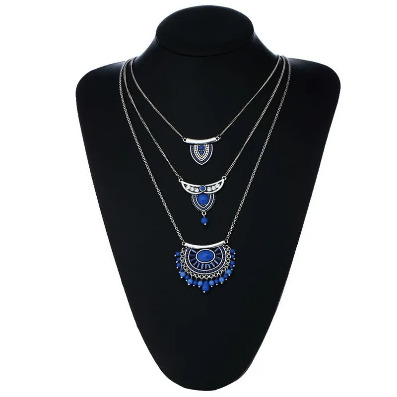 Bohemian Beads Multilayer Pendant Necklace - 3 Colors