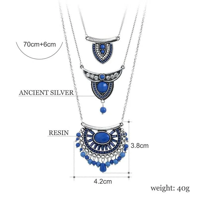 Bohemian Beads Multilayer Pendant Necklace - 3 Colors