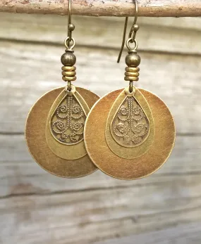 Bohemian Earrings - Dangle Boho Earrings - Brass Dangle Earrings - Boho Jewelry - Bohemian Jewelry - Ethnic Earrings - Ethnic Jewelry