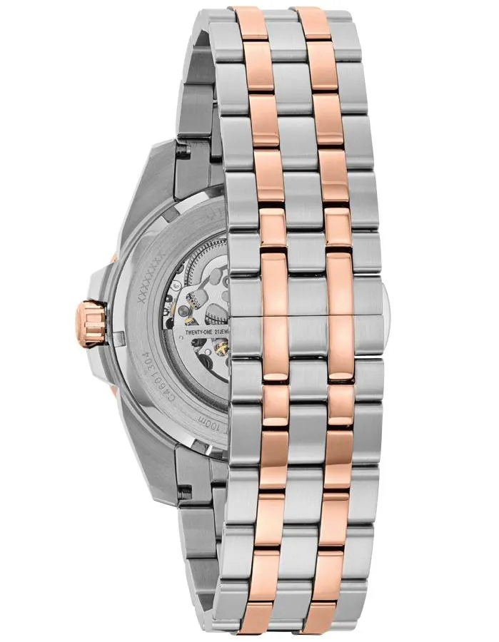 Bulova Mens Automatic - Rose Gold-Tone - Bracelet - Skeleton Dial - 100m