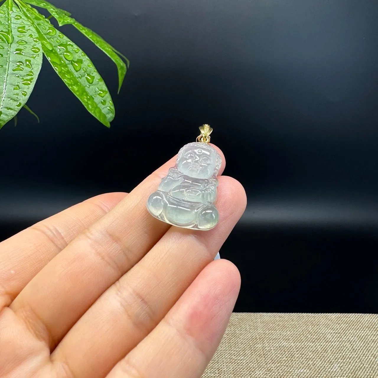 Burmese Icy Jadeite Jade Happy Baby Buddha Pendant