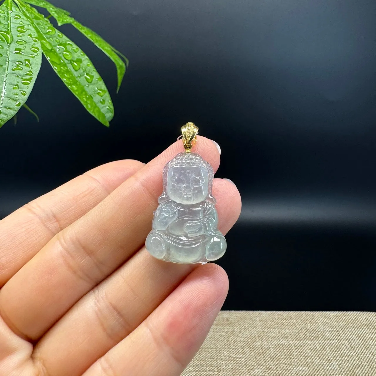 Burmese Icy Jadeite Jade Happy Baby Buddha Pendant