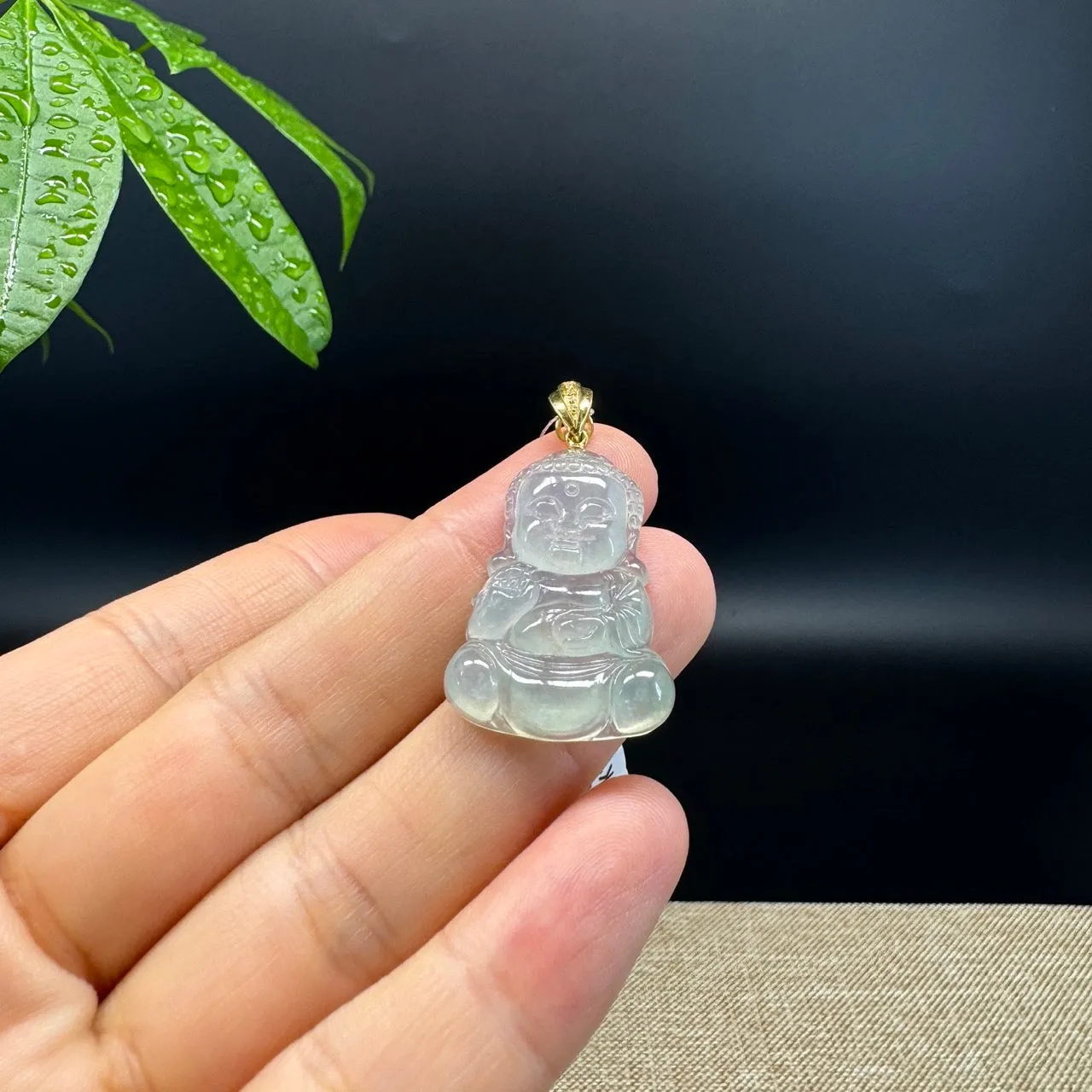 Burmese Icy Jadeite Jade Happy Baby Buddha Pendant