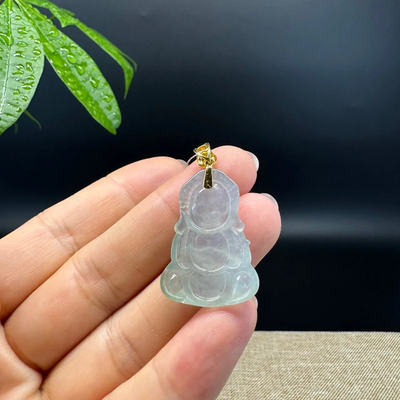 Burmese Icy Jadeite Jade Happy Baby Buddha Pendant