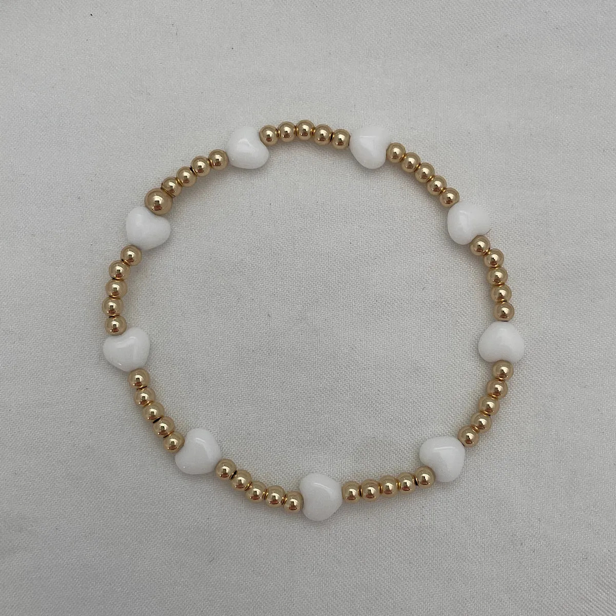 Candy Hearts Bead Bracelet Gold Fill