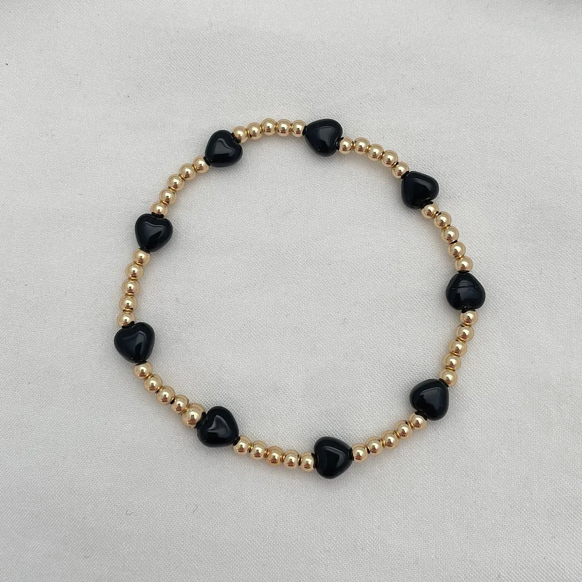 Candy Hearts Bead Bracelet Gold Fill