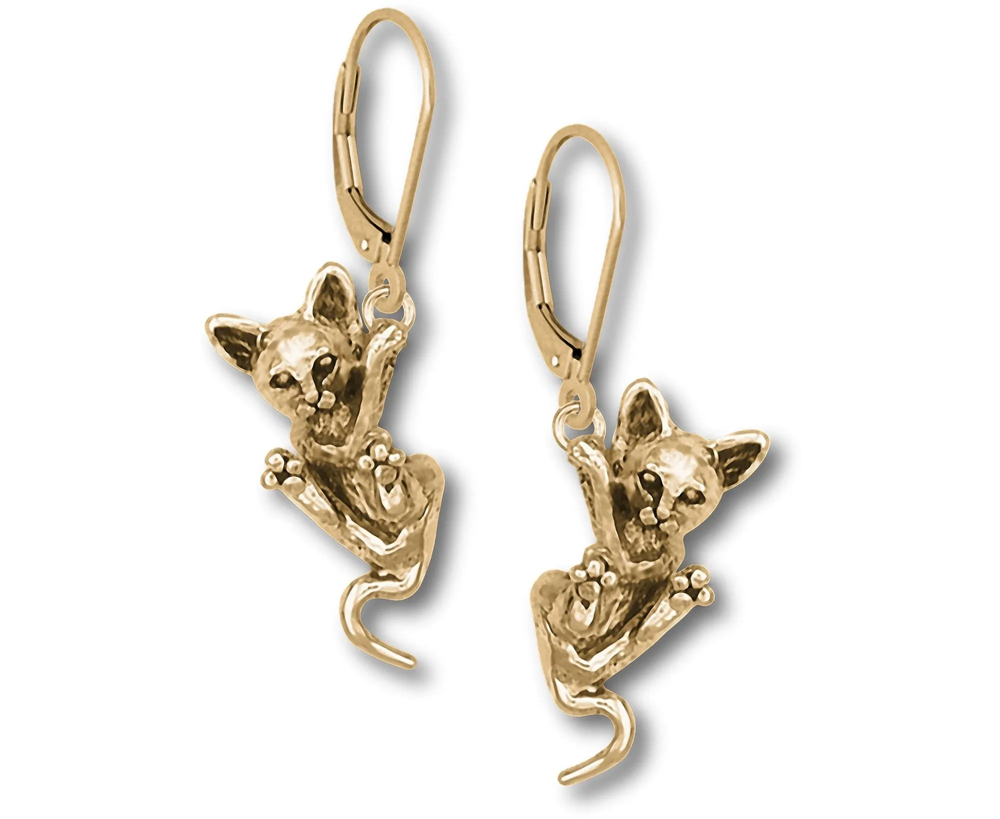 Cat Jewelry 14k Gold Handmade Cat Earrings  CT51-EG