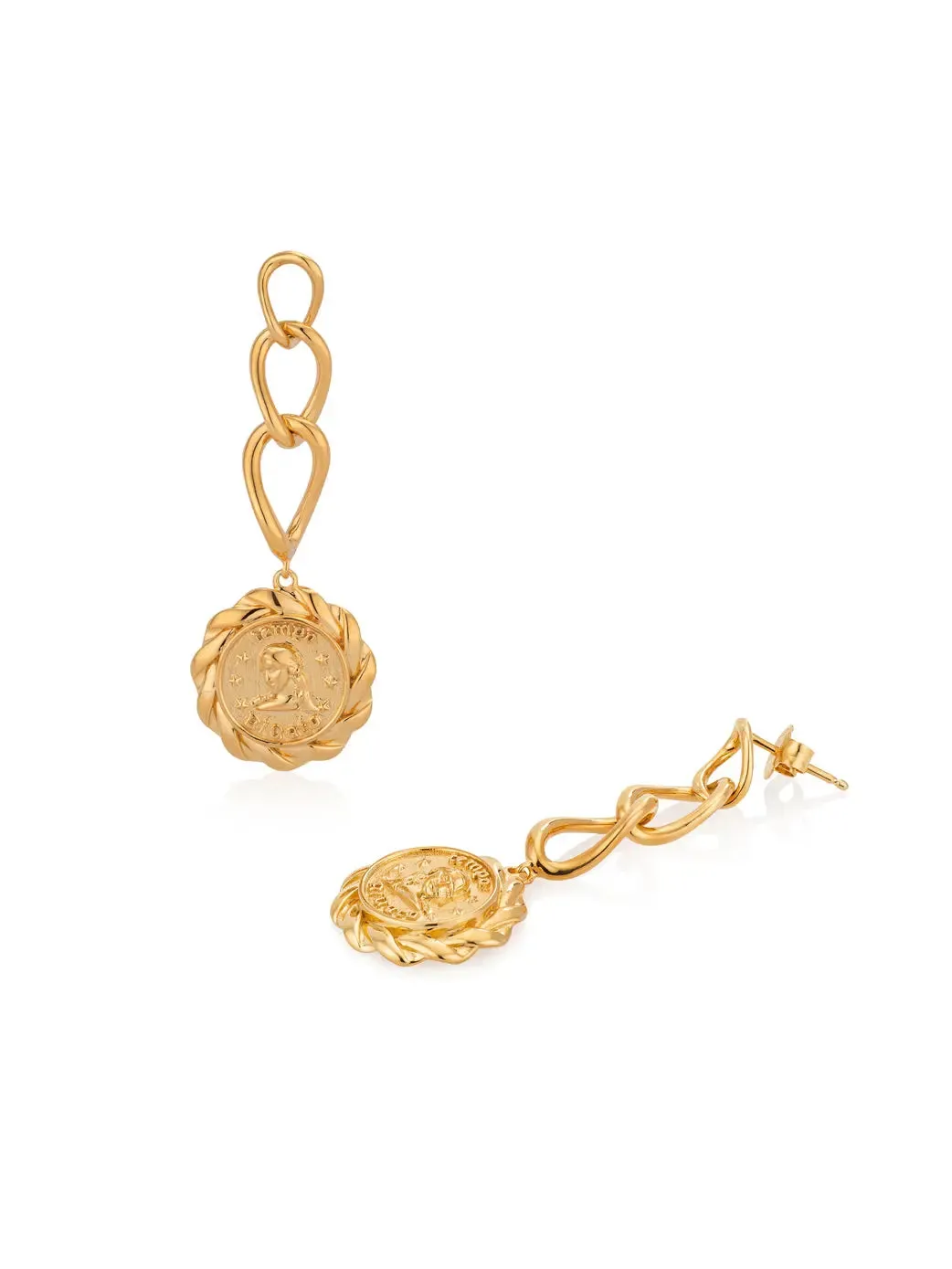 CHAIN DROP EIRENE COIN EARRINGS