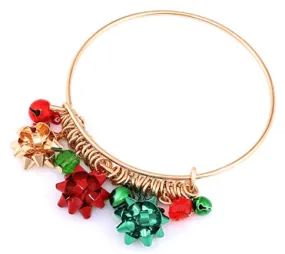 Christmas Jingle Bell Reindeer Xmas Holiday Party Charm Bangle Bracelet