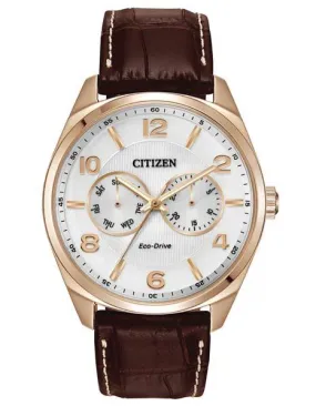 Citizen Eco-Drive Mens Analog Day/Date Watch - Rose Gold-Tone - White Dial