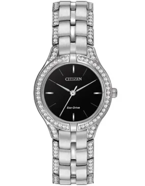 Citizen Ladies Silhouette Crystal Accented Case & Bracelet - Black Dial