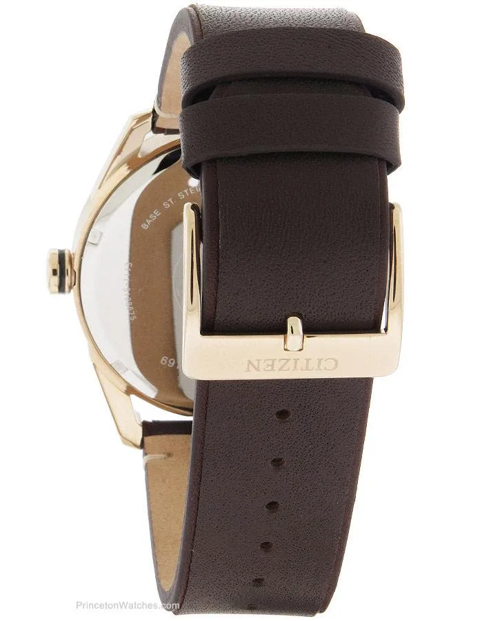 Citizen Mens DRIVE CTO - Rose Gold-Tone - Leather Strap - Grey Dial - Date